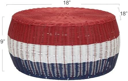 Household Essentials Red, White & Blue Resin and Iron Low Table
