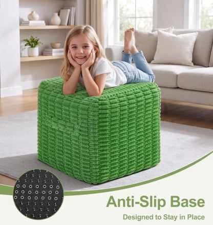 Hobestluk Pouf Ottoman Foot Rest Stool Under Desk Square16 Inch Green