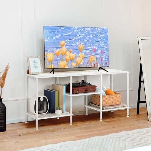 White TV Stand with Storage for 50 Inch TV Entertainment Center