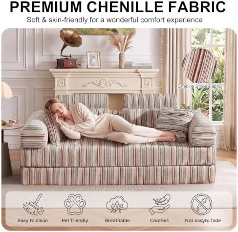79" Convertible Sofa Bed,High Backrest Boneless Couch for Living Room