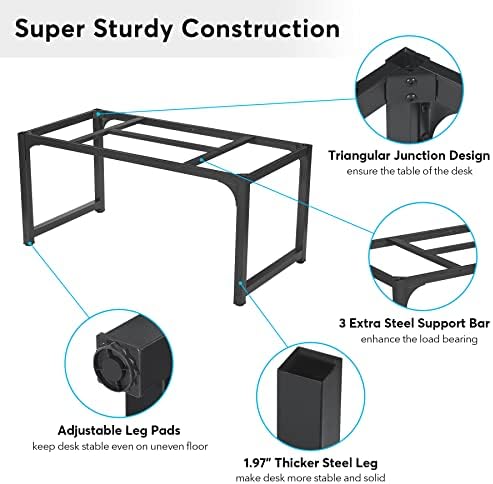 Tribesigns Modern Computer Desk, 63 x 31.5 inch Large Office Desk Computer Table Study Writing Desk Workstation for Home Office, Vintage Black Metal Frame