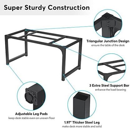 Tribesigns Modern Computer Desk, 63 x 31.5 inch Large Office Desk Computer Table Study Writing Desk Workstation for Home Office, Vintage Black Metal Frame
