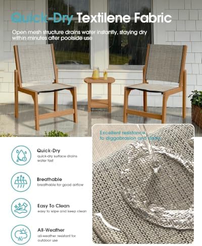 HDPE Outdoor Dining Set, Patio Table and 6 Stackable Chairs, Teak