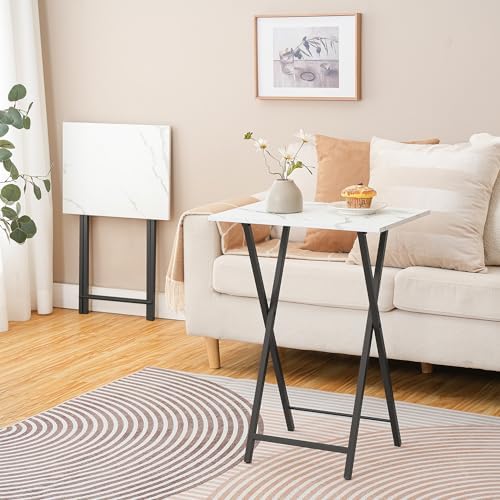 HOOBRO Folding TV Tray Tables, Set of 2 Stable Snack Table for Small Space