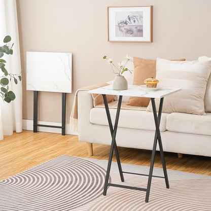 HOOBRO Folding TV Tray Tables, Set of 2 Stable Snack Table for Small Space