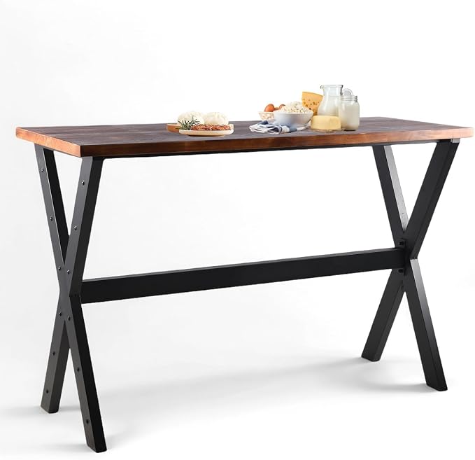 Industrial Rectangle Dining Table for Kitchen 41.3inch High Top Bar Table Narrow Patio Table Rustic Conference Working Desk for Office