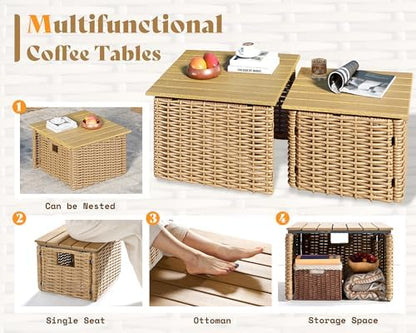 AMERLIFE 6 Piece Patio Furniture Set, Wicker Outdoor Sofa Set