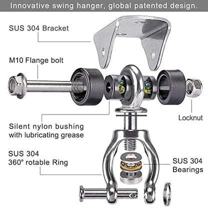 SELEWARE Silent Swing Hanger Heavy Duty Bearing Swing Hooks 1 Pack