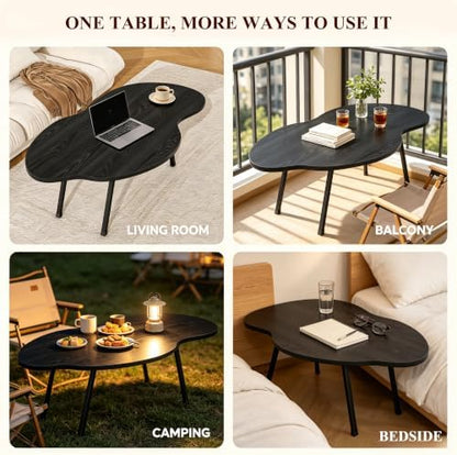 Black Folding Coffee Table,Center Table for Living Room,Apartment