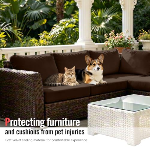 8Pcs Outdoor Cushion Covers, Stretch Patio Furniture Couch Chair Slipcovers