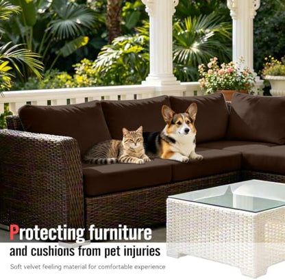 8Pcs Outdoor Cushion Covers, Stretch Patio Furniture Couch Chair Slipcovers