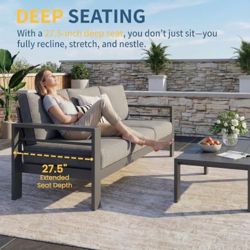 Aluminum Patio Furniture Set Oversized Patio Sectional Sofa for Seasons