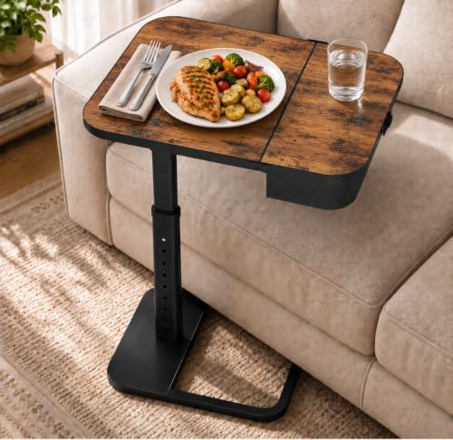 Kitstorack TV Tray Table with Flip-Top Storage, Adjustable Height