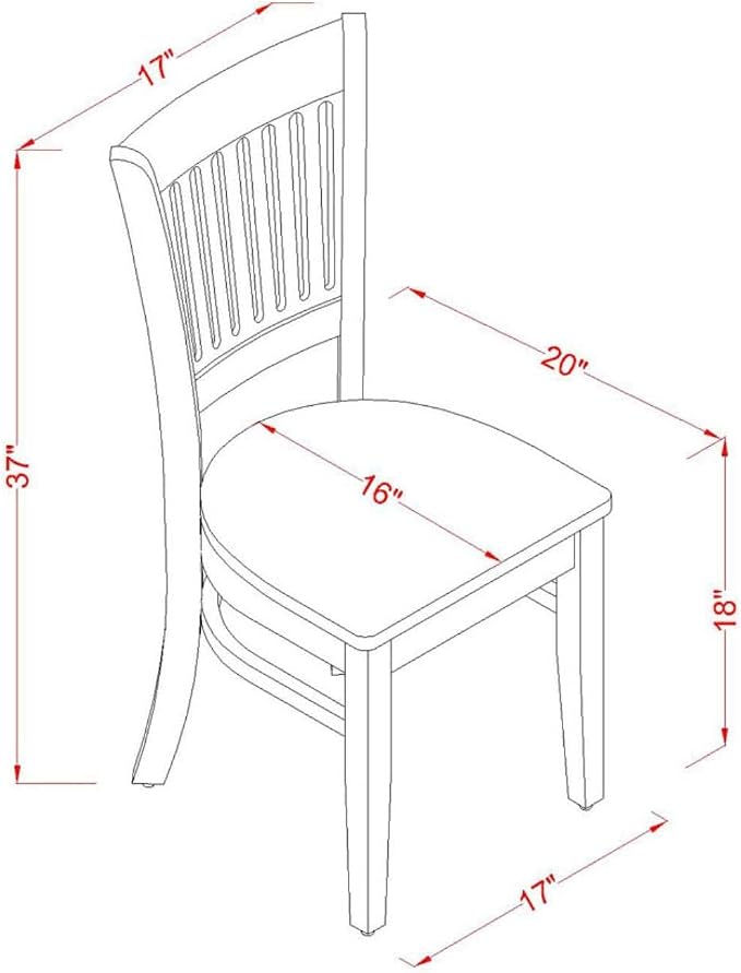 East West Furniture VAC-OAK-W Vancouver Kitchen Dining Chairs - Slat Back Wooden Seat Chairs, Set of 2, Oak