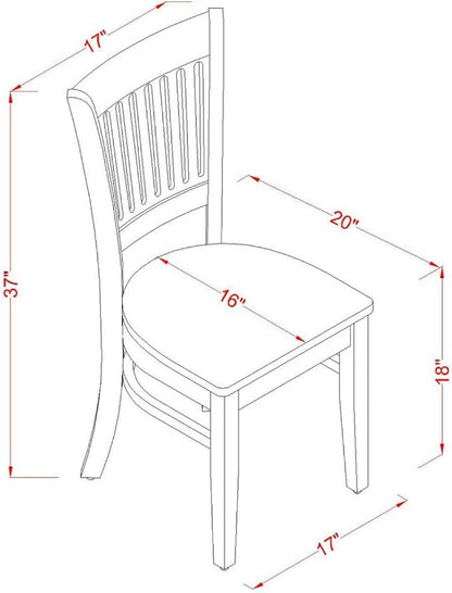 East West Furniture VAC-OAK-W Vancouver Kitchen Dining Chairs - Slat Back Wooden Seat Chairs, Set of 2, Oak