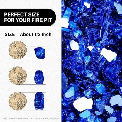 NUPICK 10 Pound Fire Glass, 1/2 Inch Reflective Fire Pit Glass