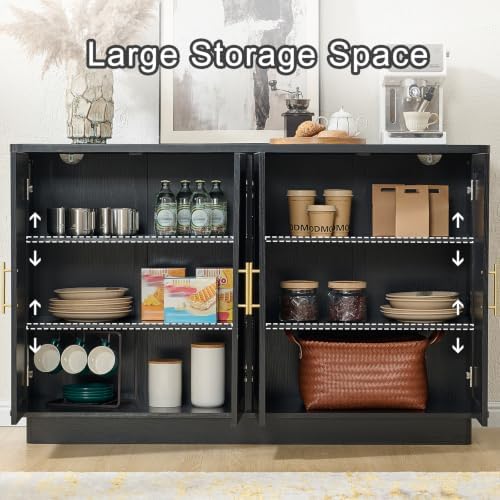 Okvnbjk Modern Sideboard Buffet Cabinet with Storage, Black