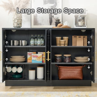 Okvnbjk Modern Sideboard Buffet Cabinet with Storage, Black