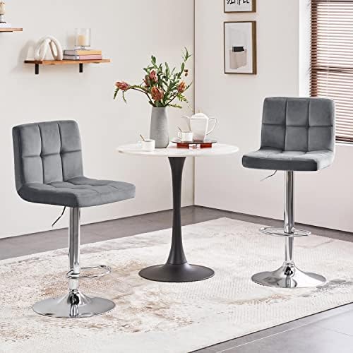 Yaheetech Bar Stools Set of 2 Adjustable Counter Height Barstool Dark Gray