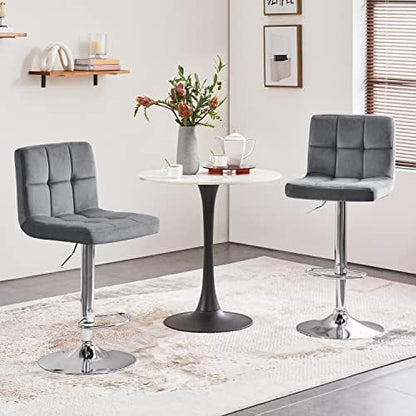 Yaheetech Bar Stools Set of 2 Adjustable Counter Height Barstool Dark Gray