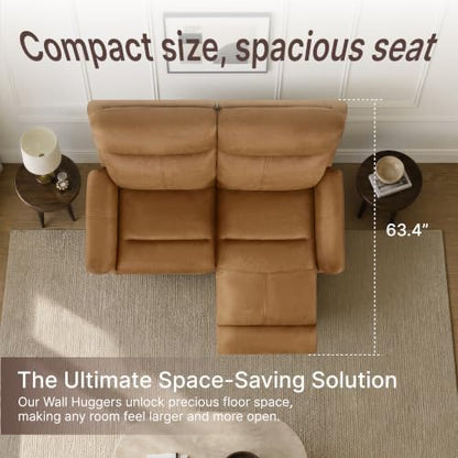 KISLOT 3 Seater Power Loveseat Recliner Sofa, Wall Hugger, Saddle Brown