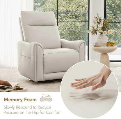 Watson & Whitely Power Swivel Recliner Chairs for Adult, Faux Leather Cream