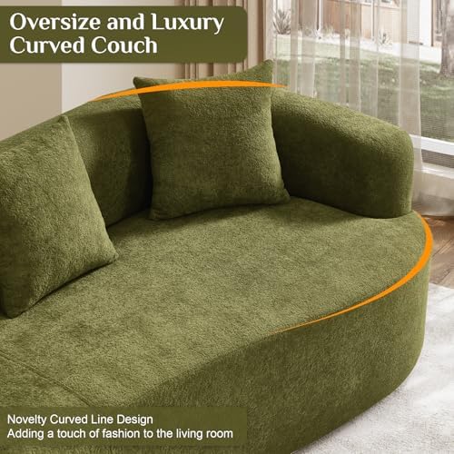 131" Oversized Sectional Sofa for Living Room, Modern Luxury Plush Chenille 4-Seater Extra Deep & Wide Seat Curved Cloud Couch with 4 Throw Pillows, No Assembly Needed (Sage Green)