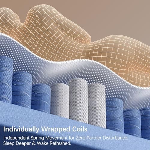 King Size Mattress 14 Inch,Hybrid Mattress in a Box with Individual Pocket Spring,Gel Memory Foam King Mattress,Breathable Supportive and Pressure Relief for Cool Night,Medium Firm