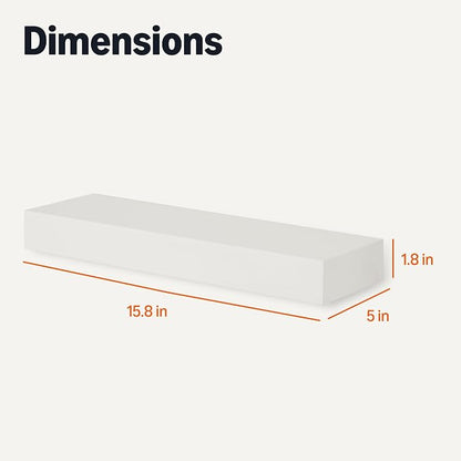 Amazon Basics Wood Floating Wall Shelves, 3-Pack, White, 15.8" x 5" x 1.8"
