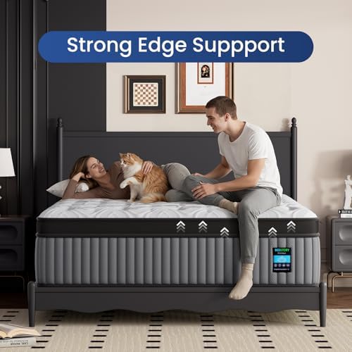 BedStory Firm King Mattress 14 Inch, Cooling Hybrid King Mattresses for 7-Zone Pain Relief, Fiberglass Free, CertiPUR-US Certified, 365-Night Trial