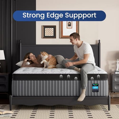 BedStory Firm King Mattress 14 Inch, Cooling Hybrid King Mattresses for 7-Zone Pain Relief, Fiberglass Free, CertiPUR-US Certified, 365-Night Trial