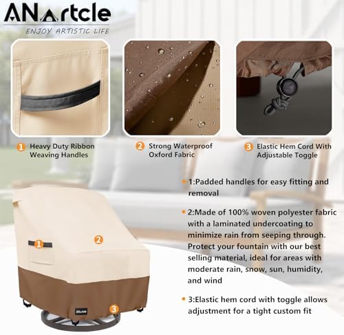 Swivel Patio Chair Cover 4 Pack,600D Waterproof Heavy Duty Outdoor Chair Cover(30 W x 34 D x 36 H inches),Patio Furniture Covers,Outdoor Furniture Covers Waterproof,Beige&brown