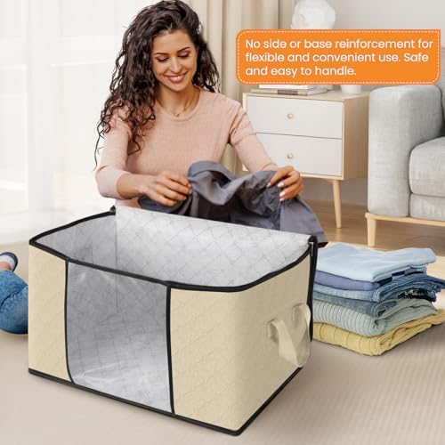 6 Pack Storage Bags for Clothes Blanket Storage Bins with Lids
