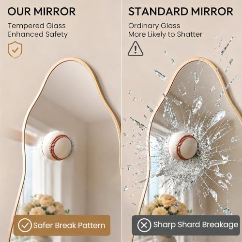Matte Gold 30x16.5 Inch Irregular Freeform Wall Mirror
