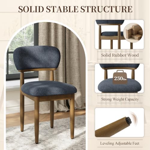 MALOL Dining Chairs Set of 4, Modern Kitchen Chairs with Wood Legs,Blue