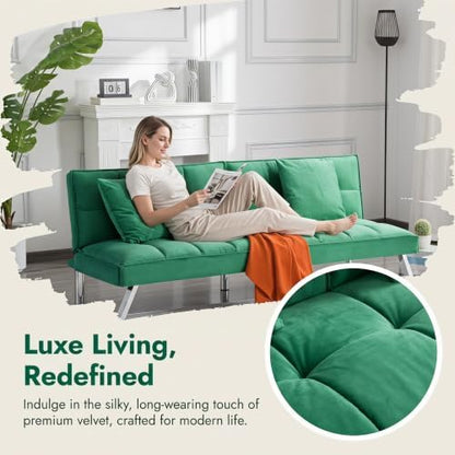 67.7" Convertible Sleeper Sofa with 5 Angles for Adjusting, Green