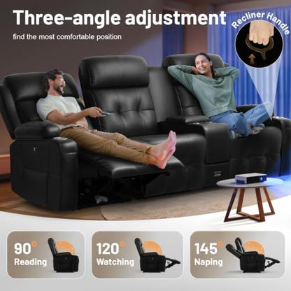 RV Loveseat Recliner Sofa, Home Theater Seating with Console & Massage