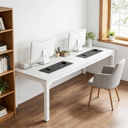 Practical Computer Desk,Rectangle Conference Table,Executive Desk(Only Table) (White + Iron + MDF)