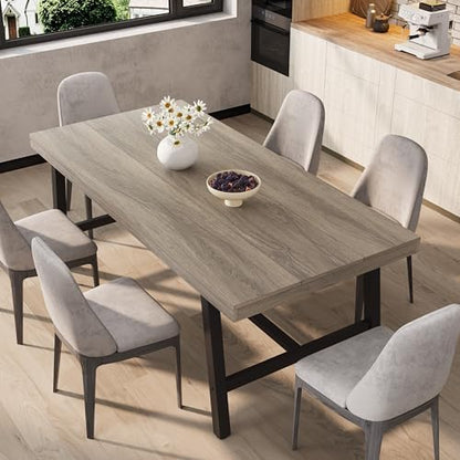 Garvee 71" Rustic Dining Table, Heavy Duty Kitchen Table, Grey Walnut