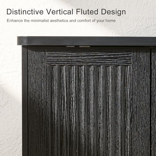 Okvnbjk Modern Sideboard Buffet Cabinet with Storage, Black