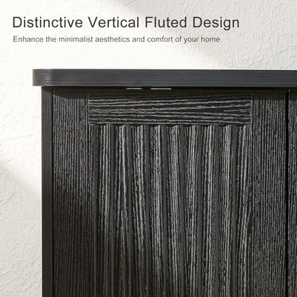 Okvnbjk Modern Sideboard Buffet Cabinet with Storage, Black