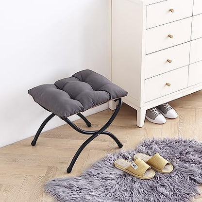 LITA Folding Ottoman, Foldable Footrest Stool, Portable Small Foot Stool for Couch, Collapsible Foot Rest Ottoman for Sofa, Accent Padded Ottomans for Lazy Chair, Living Room, Bedroom