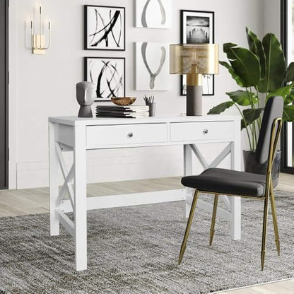 ChooChoo 39.4 Inches Farmhouse Computer Desk with 2 Drawers