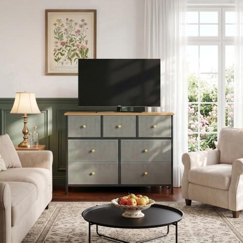 7 Drawer Dresser for Bedroom, Fabric Storage Drawer Unit
