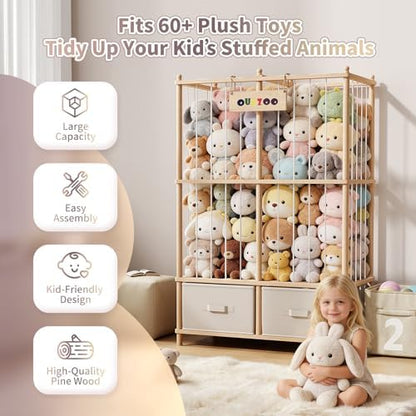 Extra Large Stuffed Animal Storage, Wooden Stuffed Animal Zoo Organizer