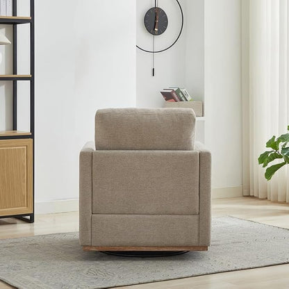 Swivel Accent Chair, 360 Degree Square Swivel Chair for Living Room, Mid Century Modern Upholstered Barrel Chair,Comfy Sofa Armchairs for Bedroom,Nursery,Chenille, Taupe