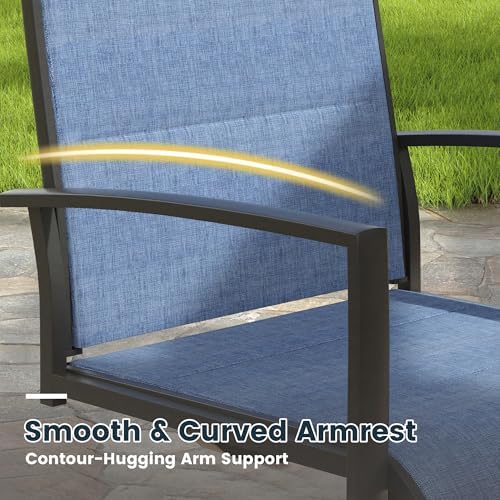 9PCS Outdoor Dining Set, 70.9" Rectangle Table, 8 Swivel Chairs, Blue