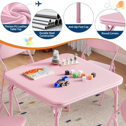 GAOMON 3 Piece Set Folding Table and Chairs Set for Boys and Girls