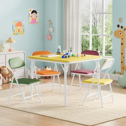 GAOMON 5 Piece Set Folding Table and Chairs Set for Boys and Girls
