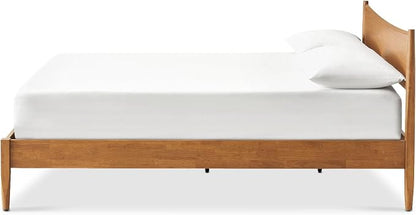 mopio Retrovie Mid-Century Modern King Bed Frame – Solid Wood Legs, LVL Slat System, No Box Spring Needed, Supports 661 lbs, Easy Assembly (Walnut, No Drawers)